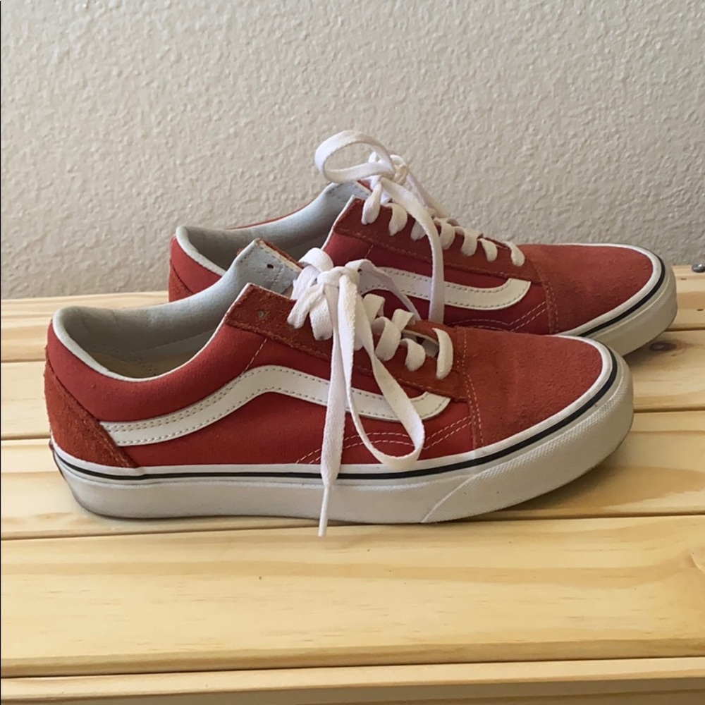 Old Skool Suede Vans, burnt orange, “hot sauce”
